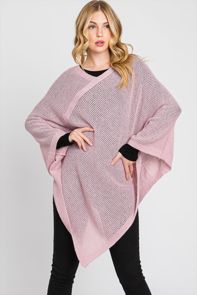 SOLID LOOSE KNIT PONCHO