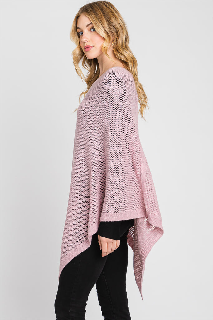 SOLID LOOSE KNIT PONCHO