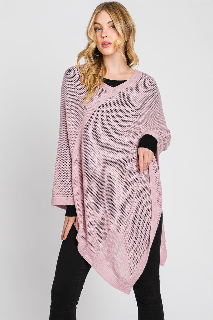 SOLID LOOSE KNIT PONCHO