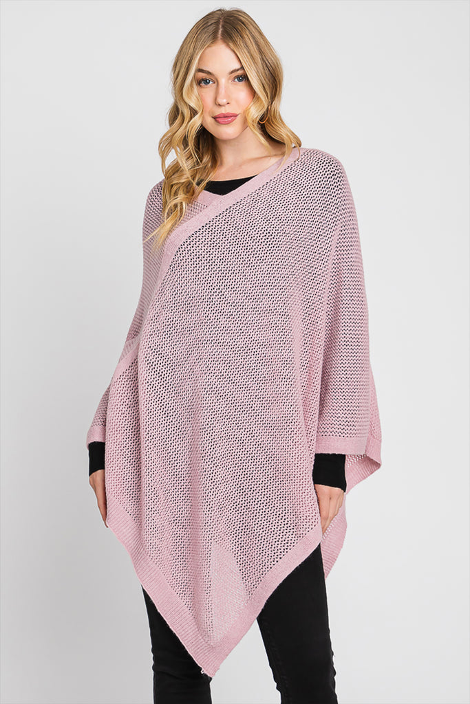 SOLID LOOSE KNIT PONCHO