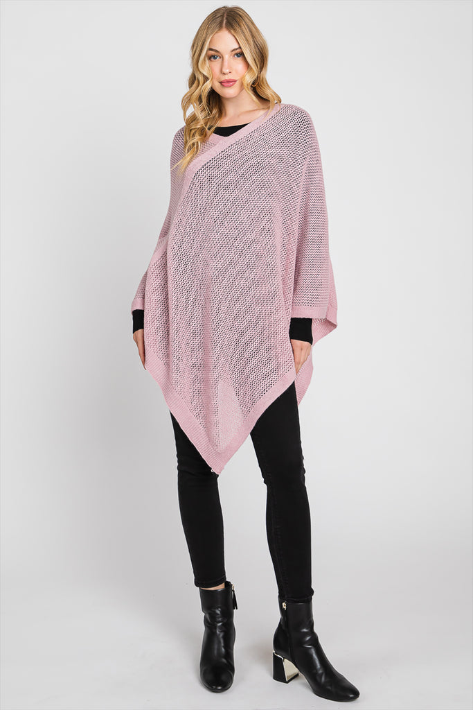 SOLID LOOSE KNIT PONCHO