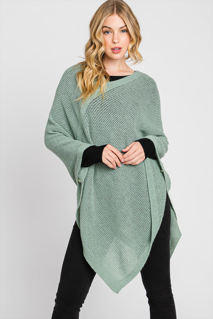 SOLID LOOSE KNIT PONCHO