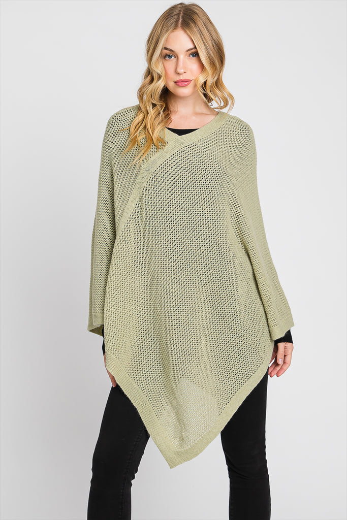 SOLID LOOSE KNIT PONCHO