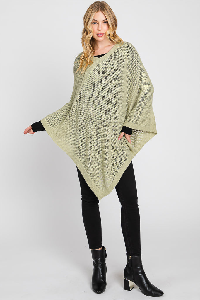 SOLID LOOSE KNIT PONCHO