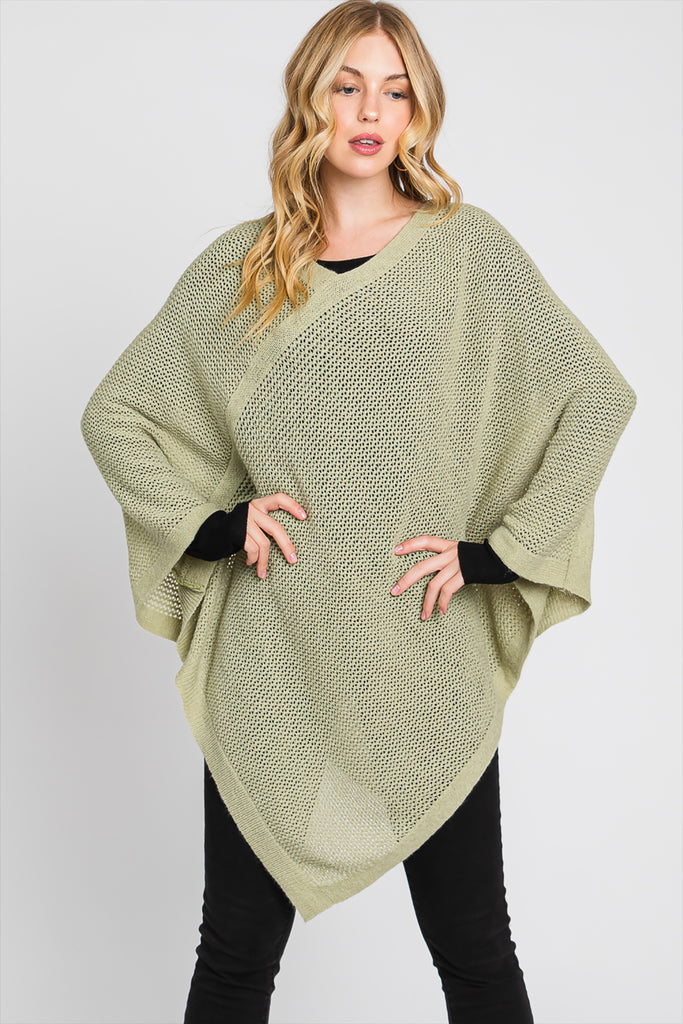 SOLID LOOSE KNIT PONCHO