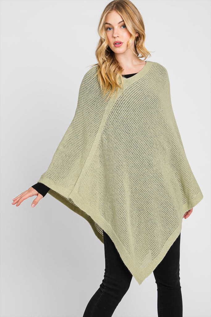 SOLID LOOSE KNIT PONCHO