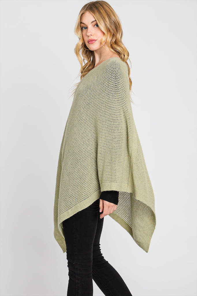 SOLID LOOSE KNIT PONCHO