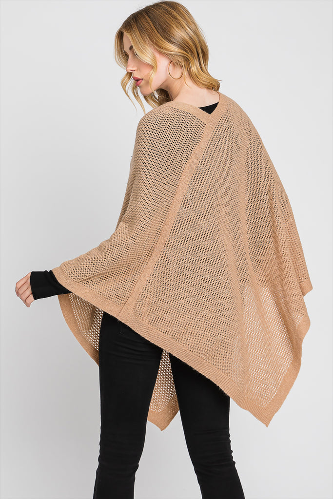 SOLID LOOSE KNIT PONCHO