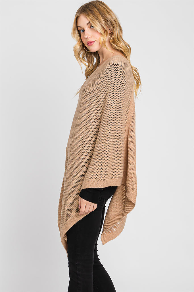 SOLID LOOSE KNIT PONCHO