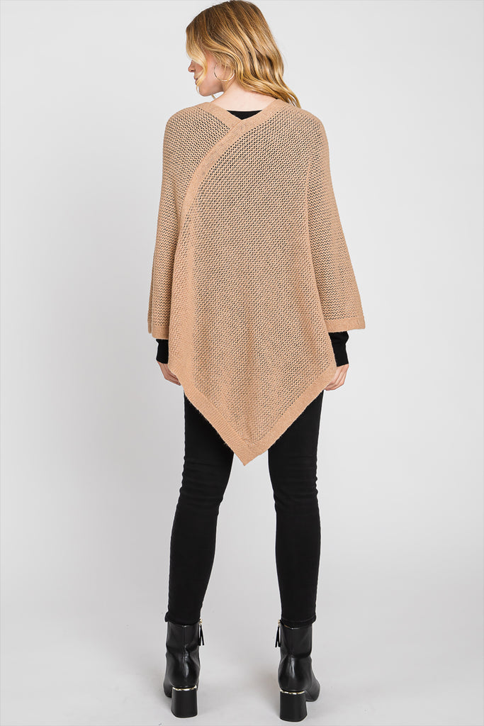 SOLID LOOSE KNIT PONCHO