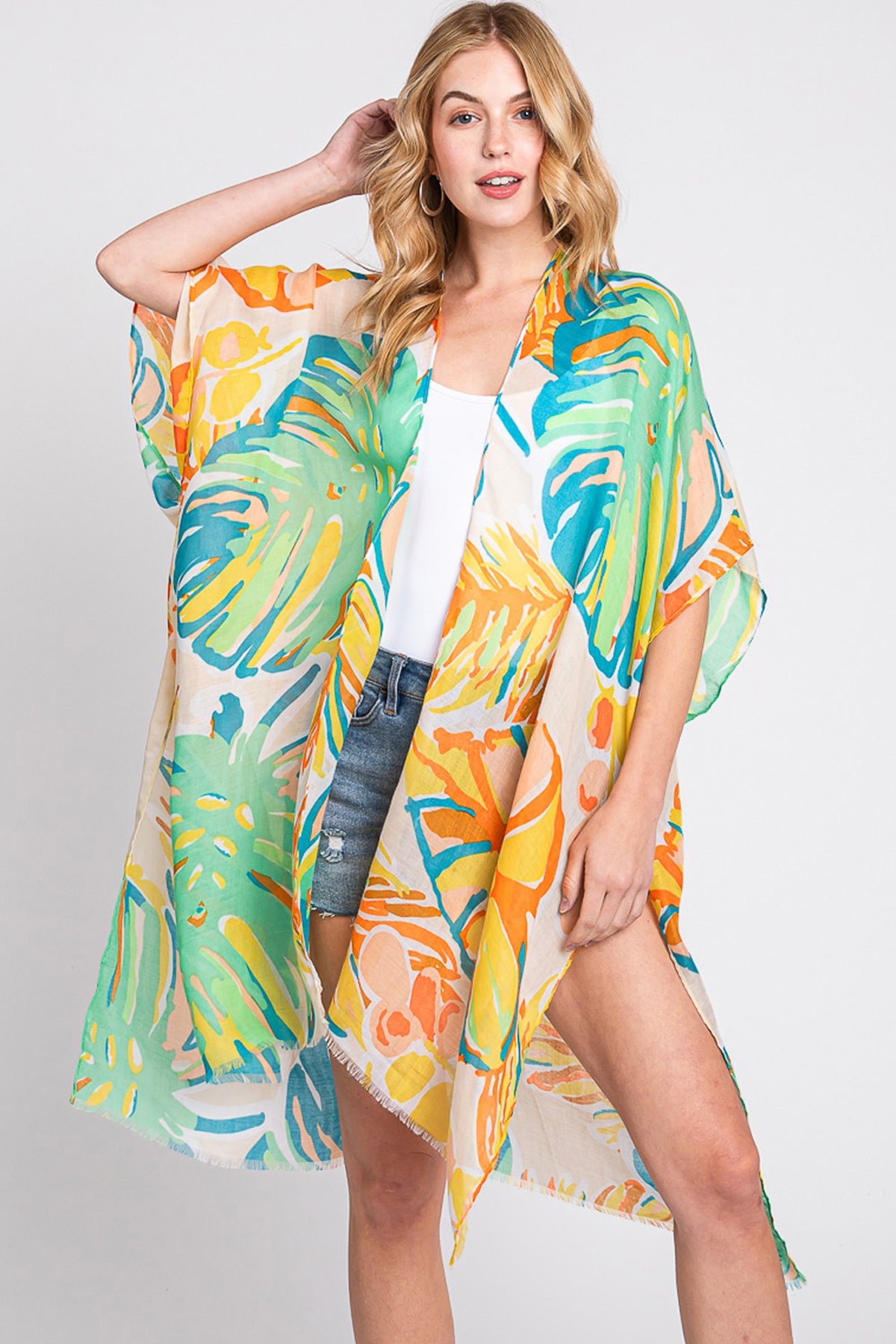 Kimono - Navy and Green Tropical main image 1