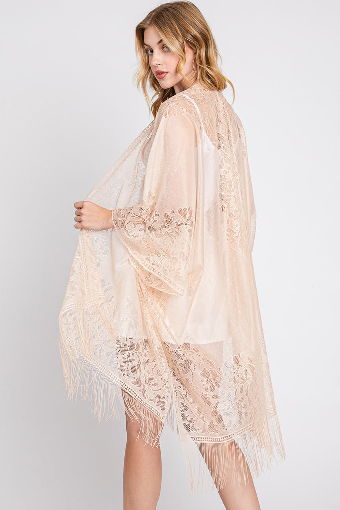 FLORAL LACE KIMONO WITH TASSEL – Riah Fashion
