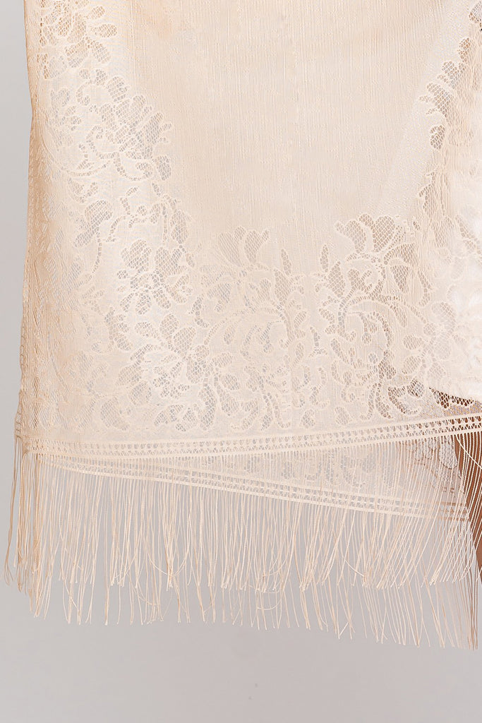 FLORAL LACE KIMONO WITH TASSEL