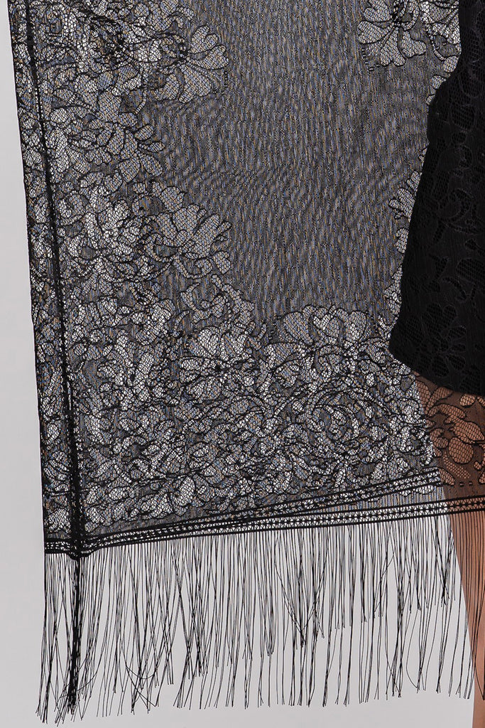 FLORAL LACE KIMONO WITH TASSEL