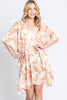 FLOWER PRINT SELF-TIE DRAWSTRING OPEN FRONT COVER-UP