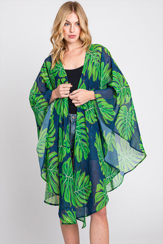 KNITTED SOLID COLOR INTERLOCK WRAP KIMONO