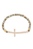CROSS RHINESTONE WITH NATURAL STONE BEADS STRETCH BRACELET