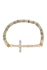CROSS RHINESTONE WITH NATURAL STONE BEADS STRETCH BRACELET