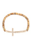 CROSS RHINESTONE WITH NATURAL STONE BEADS STRETCH BRACELET