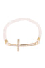 CROSS RHINESTONE WITH NATURAL STONE BEADS STRETCH BRACELET
