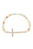 CROSS RHINESTONE WITH NATURAL STONE BEADS STRETCH BRACELET