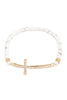 CROSS RHINESTONE WITH NATURAL STONE BEADS STRETCH BRACELET