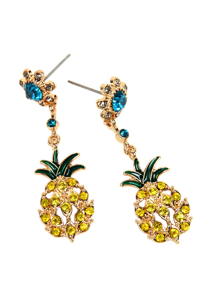 PINEAPPLE RHINESTONE DANGLE EARRINGS