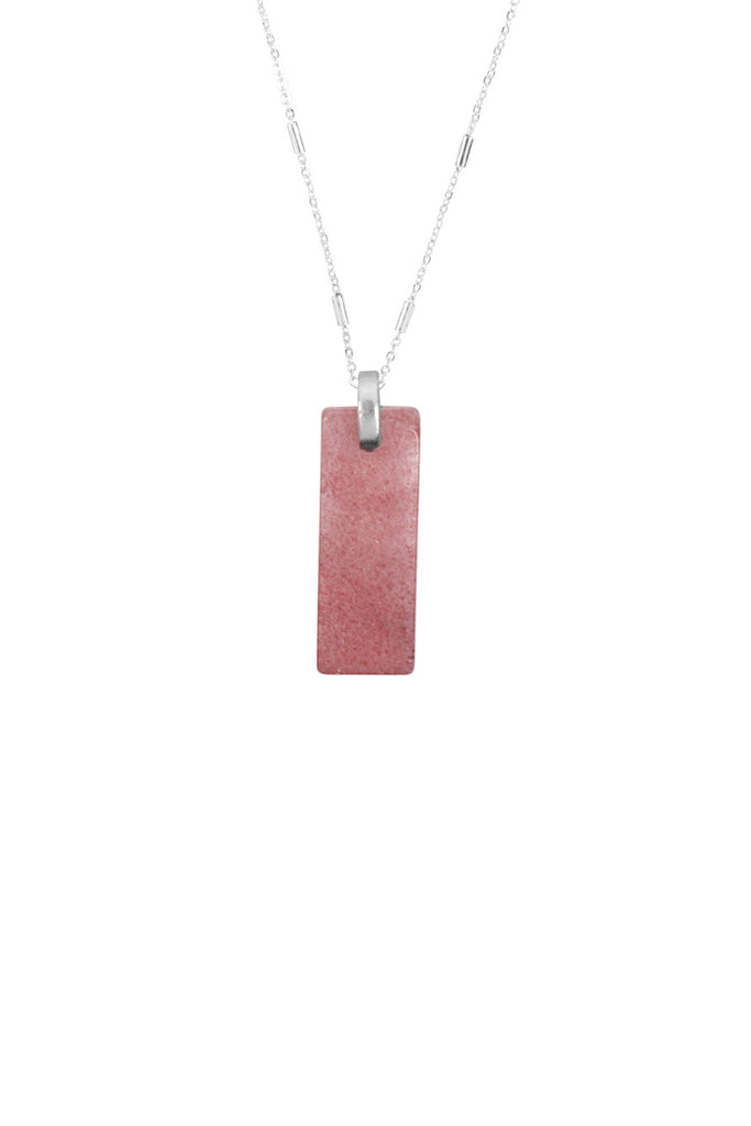 MYN1338 - 2 LAYERED BAR METAL STONE PENDANT NECKLACE (NOW $3.75 ONLY!)
