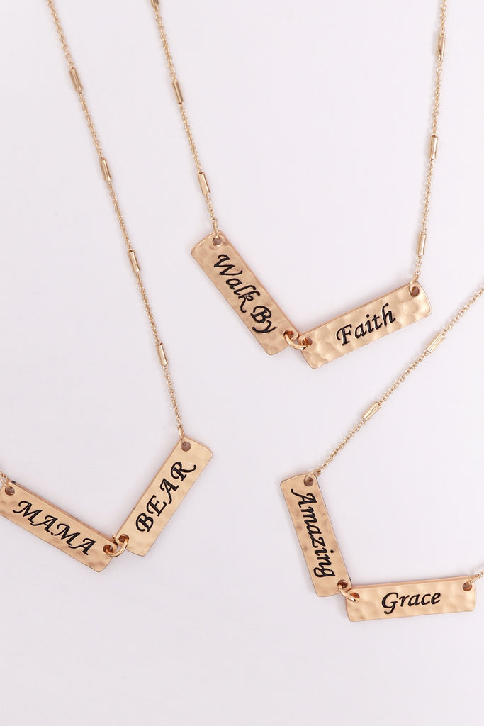 MYN1420MGFT - "FAITH" DOUBLE BAR CHARM PENDANT NECKLACE