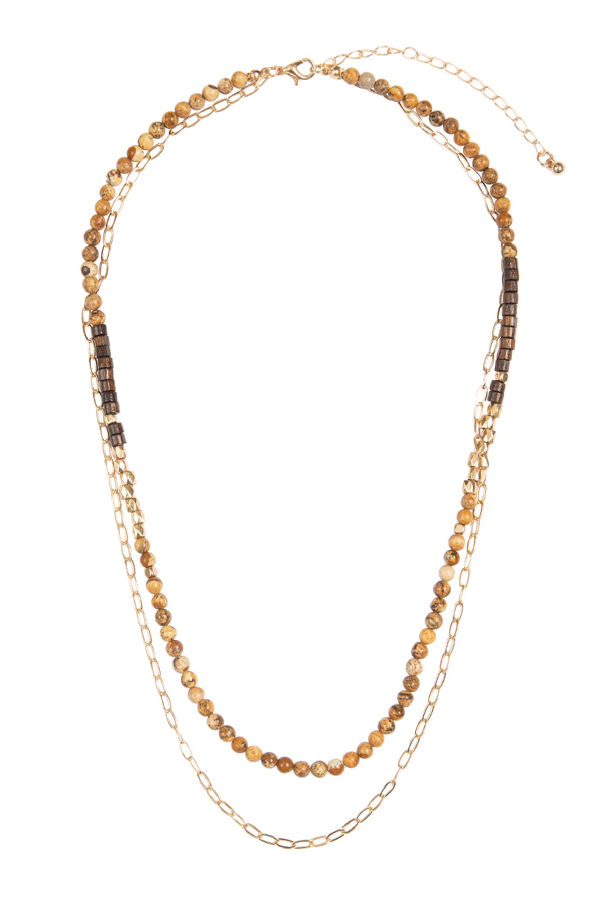 NATURAL STONE, CHAIN LAYERED LONG NECKLACE – Riah Fashion