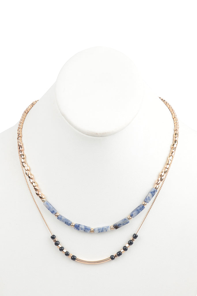 CCB, NATURAL STONE LAYERED NECKLACE