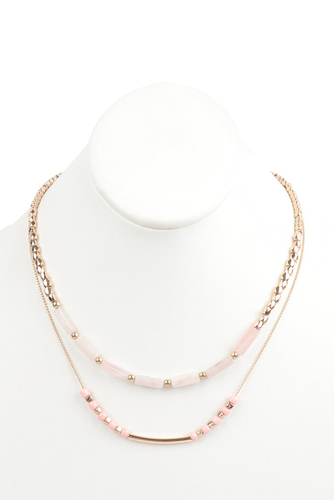 CCB, NATURAL STONE LAYERED NECKLACE