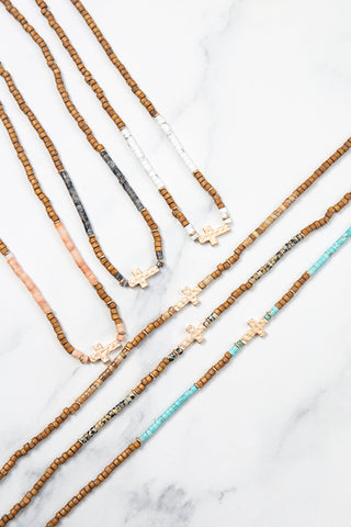 TEARDROP BEADED PENDANT LONG LINE NECKLACE