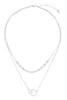DOUBLE RING TWISTED PENDANT MULTI CHAIN LAYERED BRASS NECKLACE AND EARRING SET