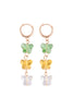 3 GLASS BUTTERFLY DROP HOOP EARRINGS