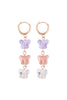 3 GLASS BUTTERFLY DROP HOOP EARRINGS