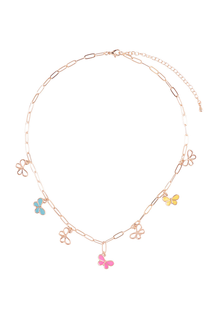 BUTTERFLY STATIONARY DAINTY CHARM NECKLACE