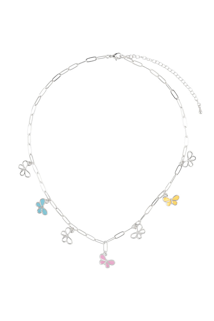 BUTTERFLY STATIONARY DAINTY CHARM NECKLACE