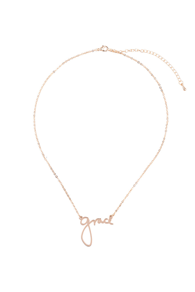 "GRACE" PERSONALIZED CHARM PENDANT LONG NECKLACE