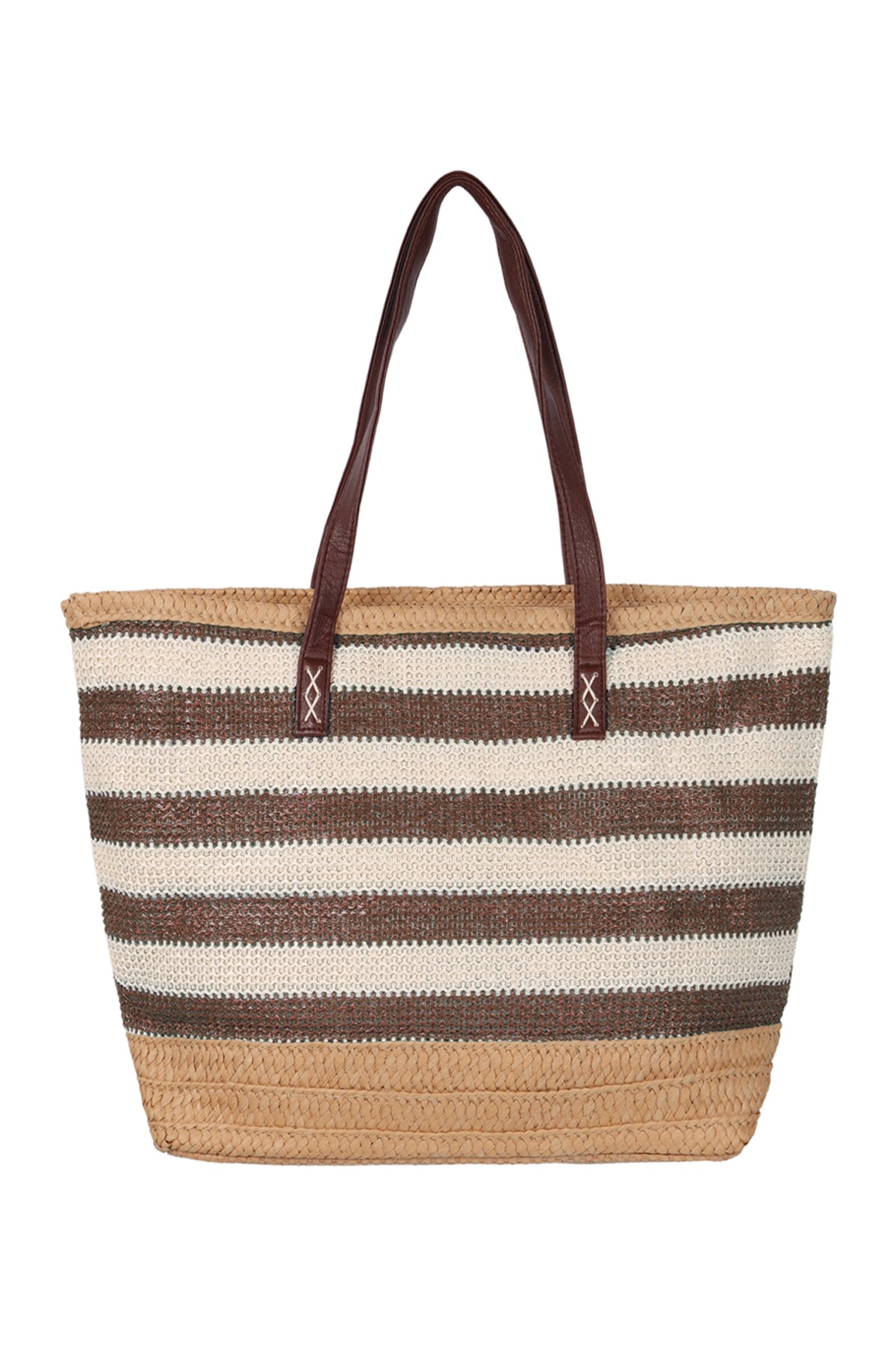 STRIPED NATURAL STRAW TOTE BAG – Riah Fashion