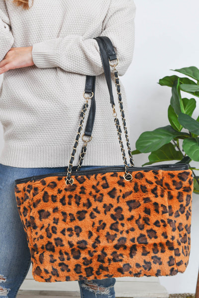 トートバッグ Fallett Eco fur tote bag leopard FA2403BG08BR ECO FUR TOTE BAG LEOPARD - FALLETT | 60% - Asian Fashion