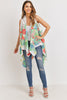 PN328X021G - BLACK OPEN FRONT FLORAL PRINT KIMONO VEST