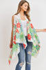 PN328X021G - BLACK OPEN FRONT FLORAL PRINT KIMONO VEST