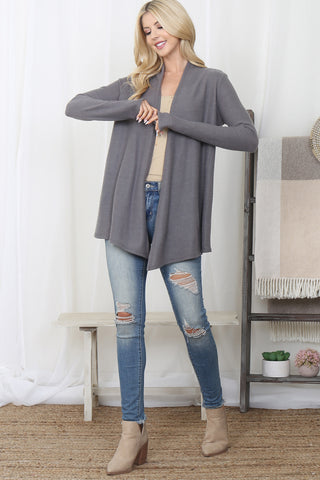 3/4 Sleeve Round Hem Solid Top