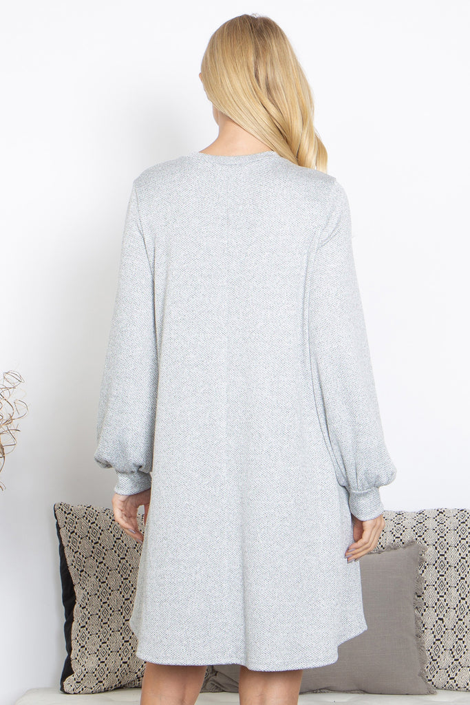 Round Neckline Long Sleeve Dress