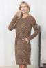 Long Sleeve Leopard Cotton Span Print Dress
