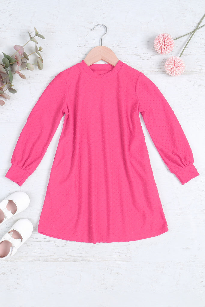 Kids Long Sleeve Brushed Layered Ruffle Hem Dress