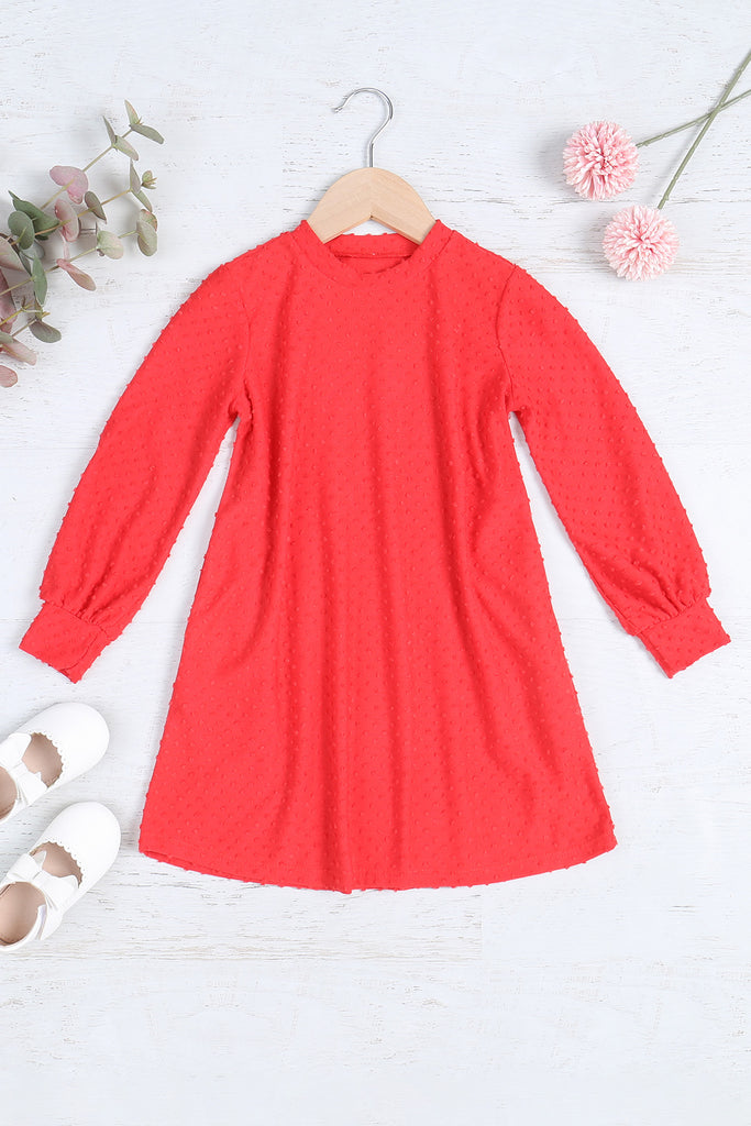 Kids Long Sleeve Brushed Layered Ruffle Hem Dress