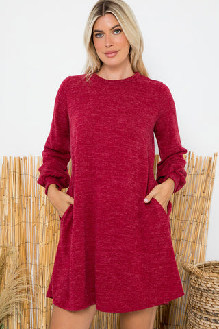 Solid Round Neck Long Sleeve Top