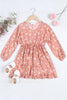 Kids Floral Long Sleeve Elastic Waist Tiered Dress